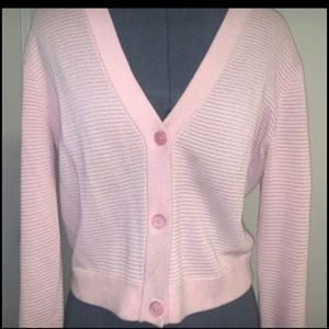 Aritzia Wilfred baby pink crop cardigan